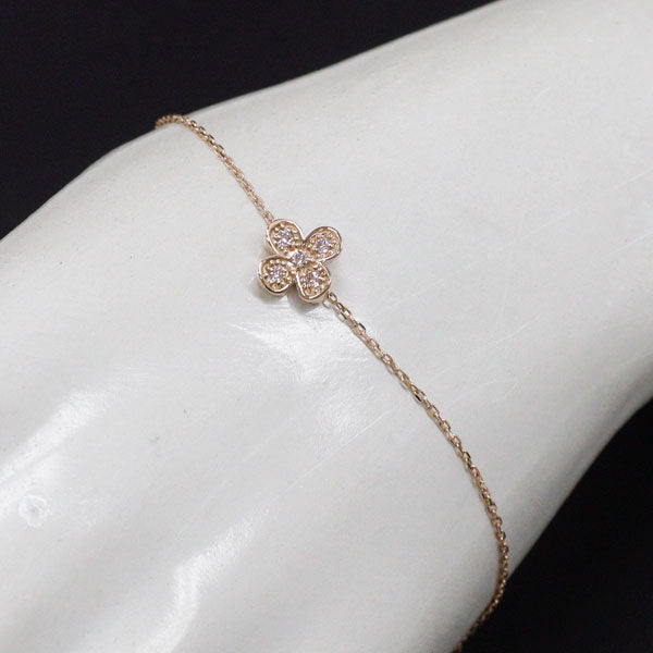 スタージュエリー 希少 K18PG 天然ピンクダイヤモンド ブレスレット 0.08ct クローバー