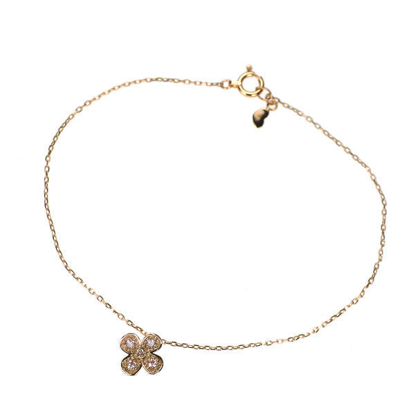 スタージュエリー 希少 K18PG 天然ピンクダイヤモンド ブレスレット 0.08ct クローバー