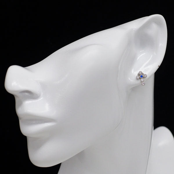 希少 K18WG アウイナイト ダイヤモンド ピアス 0.03ct D0.24ct クロス