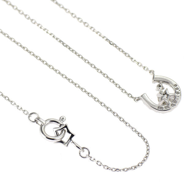 K18WG スターカット ダイヤモンド ペンダントネックレス 0.091ct D0.06ct 馬蹄
