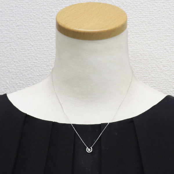 K18WG スターカット ダイヤモンド ペンダントネックレス 0.091ct D0.06ct 馬蹄