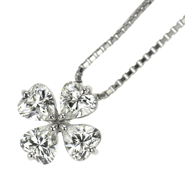 Pt900/ Pt850 ハートシェイプ ダイヤモンド ペンダントネックレス 0.515ct クローバー