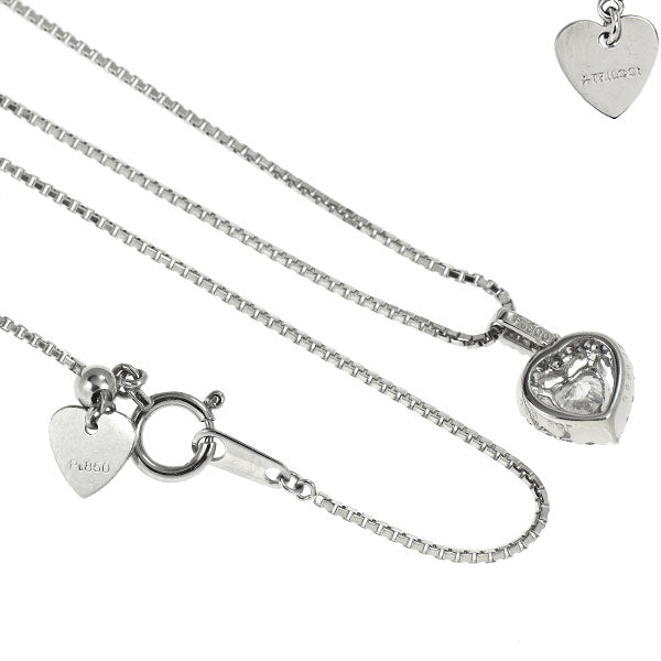 トリロジー Pt900/ Pt850 ハートシェイプ ダイヤモンド ペンダントネックレス 0.282ct D0.15ct