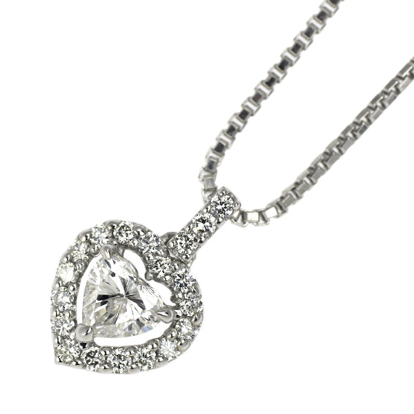 トリロジー Pt900/ Pt850 ハートシェイプ ダイヤモンド ペンダントネックレス 0.282ct D0.15ct