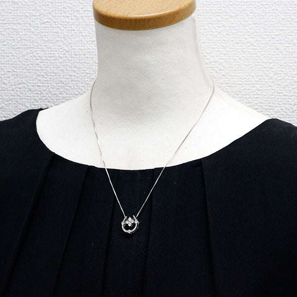 Pt900/ Pt850 ダイヤモンド ペンダントネックレス 0.777ct 馬蹄 ホースシュー クローバー 3way