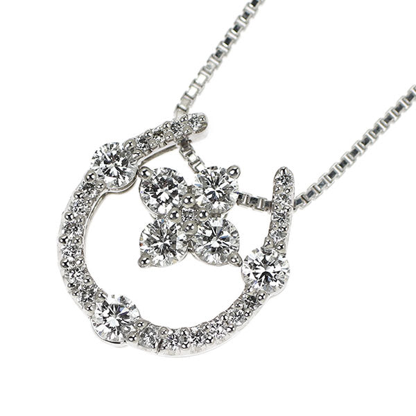 Pt900/ Pt850 ダイヤモンド ペンダントネックレス 0.777ct 馬蹄 ホースシュー クローバー 3way