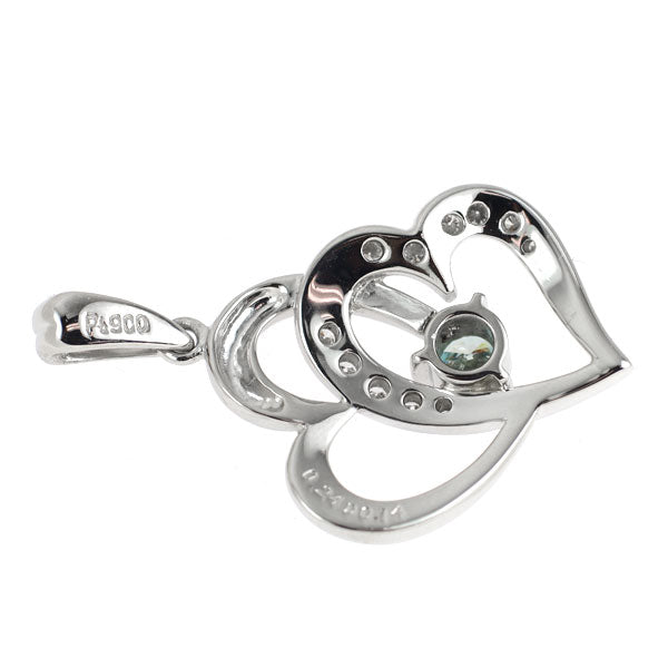 Pt900 トリートブルーダイヤモンド ペンダントトップ 0.24ct D0.14ct ハート