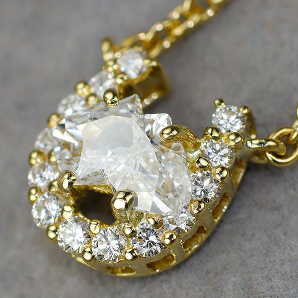 平和堂貿易 K18YG ホースカット ダイヤモンド ペンダントネックレス 0.567ct E VS2 D0.20ct
