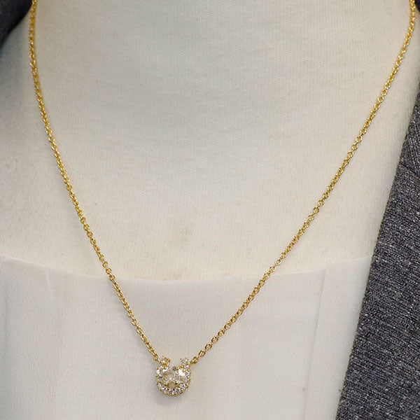 平和堂貿易 K18YG ホースカット ダイヤモンド ペンダントネックレス 0.567ct E VS2 D0.20ct