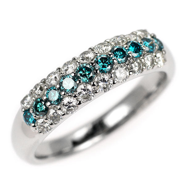 PT900 トリートブルーダイヤモンドリング Pt900 カラーレス/トリートブルーダイヤモンド リング 1.00ct パヴェ