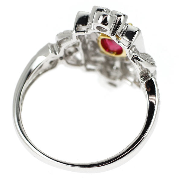 K18YG/ K18WG ルベライト ダイヤモンド リング 0.86ct D0.40ct アンティークレース