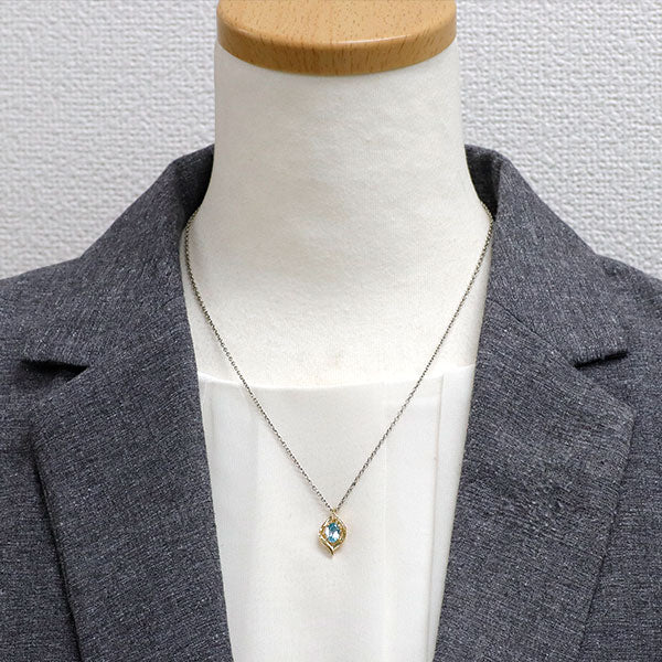 K18YG ブルージルコン ダイヤモンド ペンダントトップ 1.22ct D0.025ct