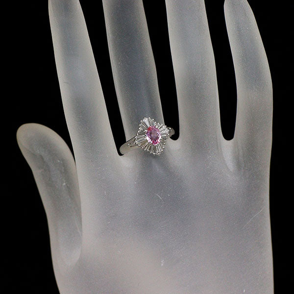 Pt900 パパラチアサファイア ダイヤモンド リング 0.668ct D0.53ct