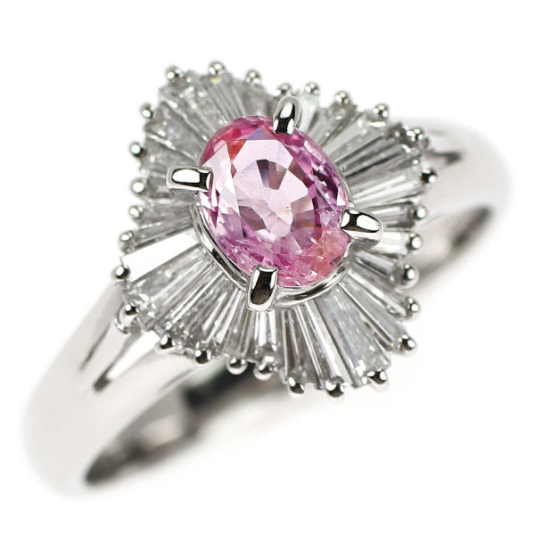 Pt900 パパラチアサファイア ダイヤモンド リング 0.668ct D0.53ct