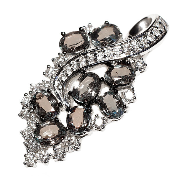 希少 ブラックメッキ/ K18WG アレキサンドライト ダイヤモンド ペンダントトップ 1.85ct D0.40ct