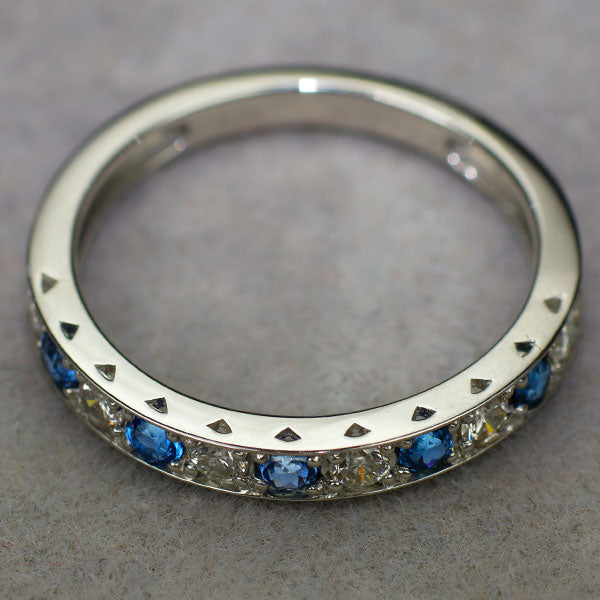 新品 Pt900 コバルトスピネル ダイヤモンド リング S0.30ct D0.27ct 【エスコレ】ハーフエタニティ