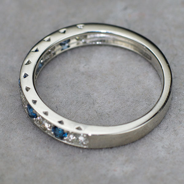 新品 Pt900 コバルトスピネル ダイヤモンド リング S0.30ct D0.27ct 【エスコレ】ハーフエタニティ