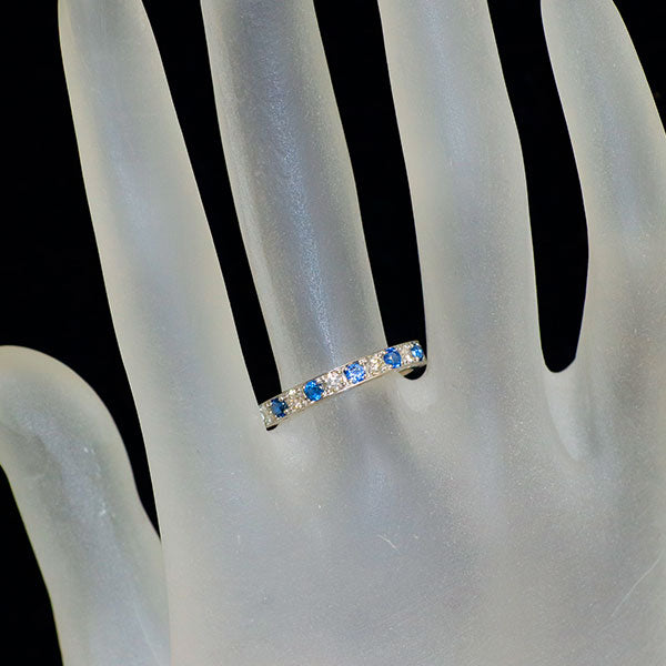 新品 Pt900 コバルトスピネル ダイヤモンド リング S0.30ct D0.27ct 【エスコレ】ハーフエタニティ