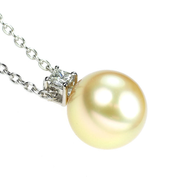 ミキモト K18WG ゴールデンパール ダイヤモンド ペンダントネックレス 径約11.8mm 《セルビー銀座店》【中古】