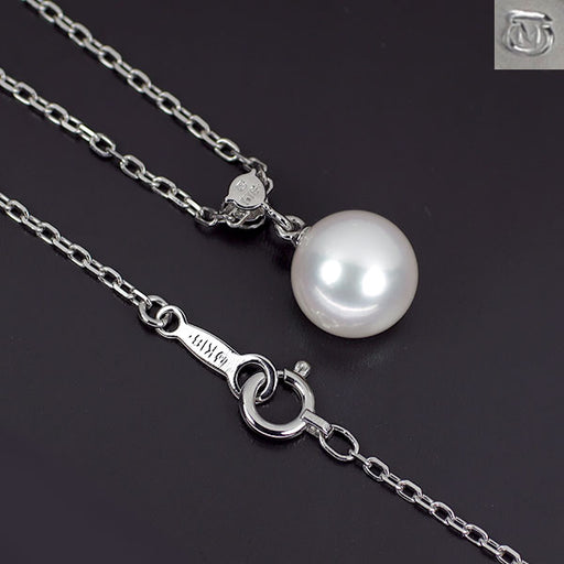 ミキモト K18WG アコヤ 真珠 ダイヤモンド ペンダントネックレス 径約