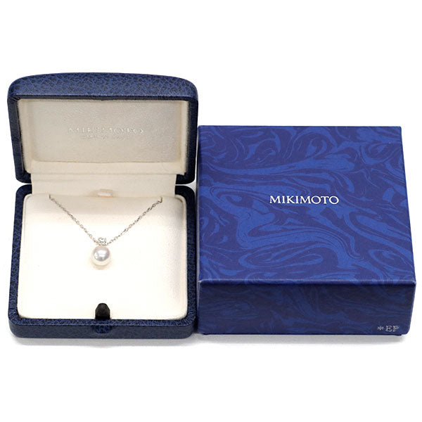 ミキモト K18WG アコヤ 真珠 ダイヤモンド ペンダントネックレス 径約