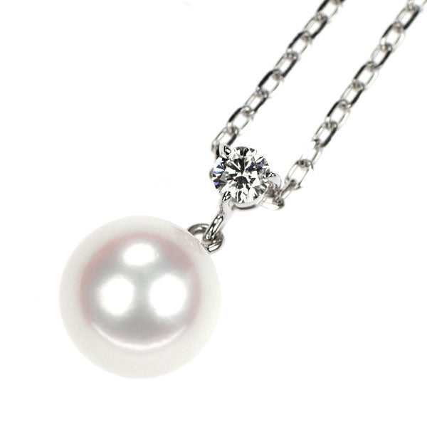 ミキモト K18WG アコヤ 真珠 ダイヤモンド ペンダントネックレス 径約