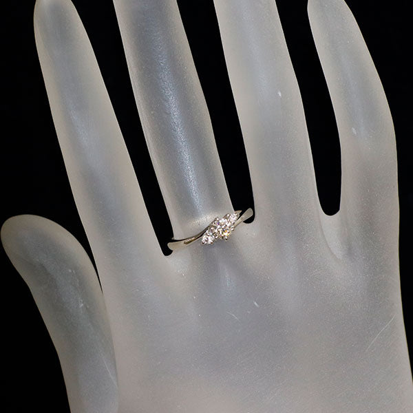 Pt900 ダイヤモンド リング 0.243ct D SI1 3EXH&C D0.05ct
