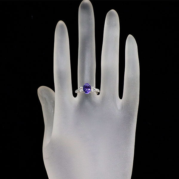 Pt900 オーバル タンザナイト ダイヤモンド リング 1.45ct D0.65ct