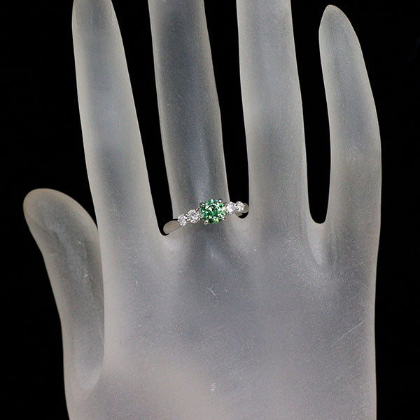 希少 Pt900 デマントイド ガーネット ダイヤモンド リング 0.70ct D0.30ct