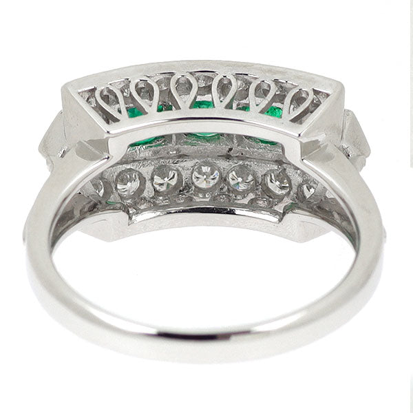 Pt900 エメラルド ダイヤモンド リング 0.61ct 0.39ct 陽刻