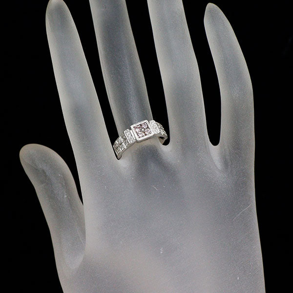 希少 Pt900 天然ピンクダイヤモンド リング 0.24ct D0.18ct