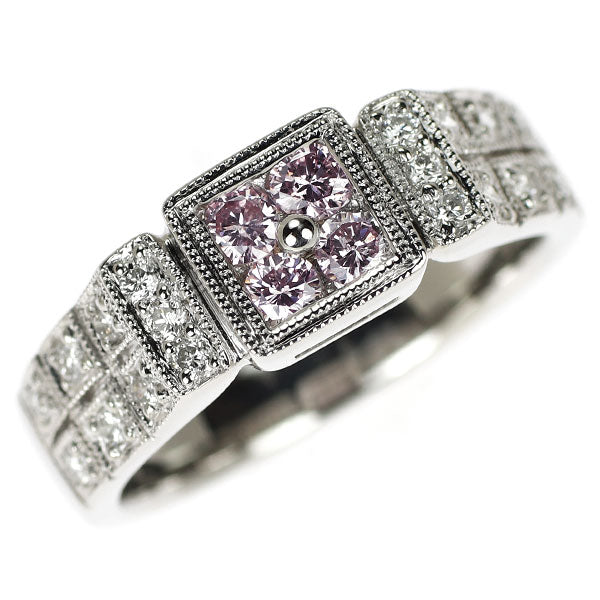 希少 Pt900 天然ピンクダイヤモンド リング 0.24ct D0.18ct
