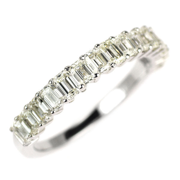 K18WG エメラルドカット ダイヤモンド リング 1.35ct ハーフエタニティ
