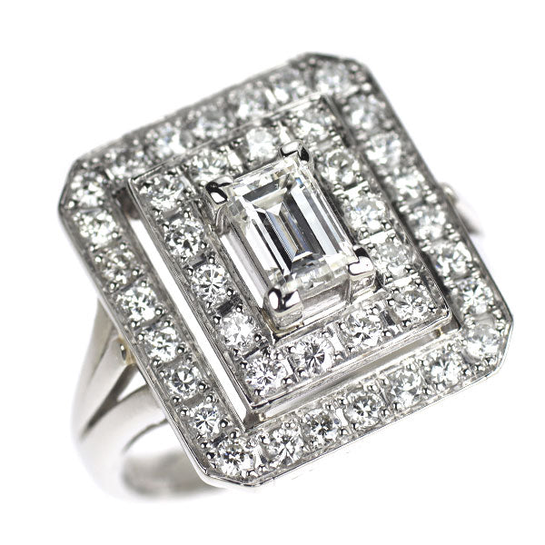 Pt900 バケットカット ダイヤモンド リング 0.54ct D0.63ct
