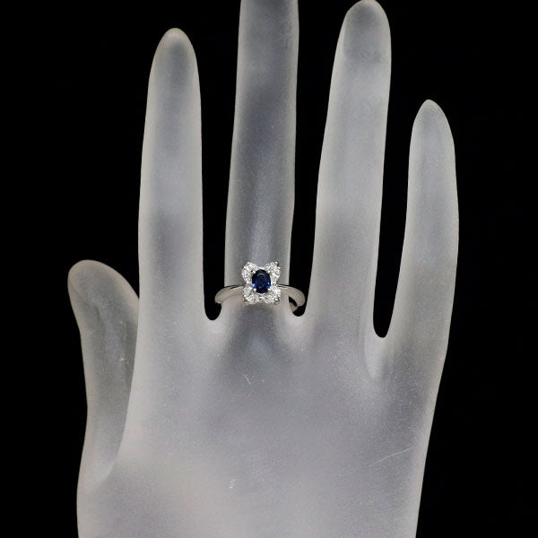 Pt900 サファイア ダイヤモンド リング 0.45ct D0.31ct