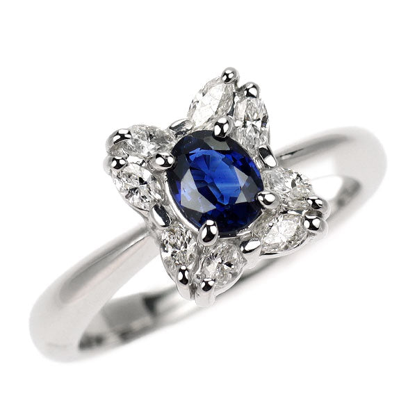 Pt900 サファイア ダイヤモンド リング 0.45ct D0.31ct