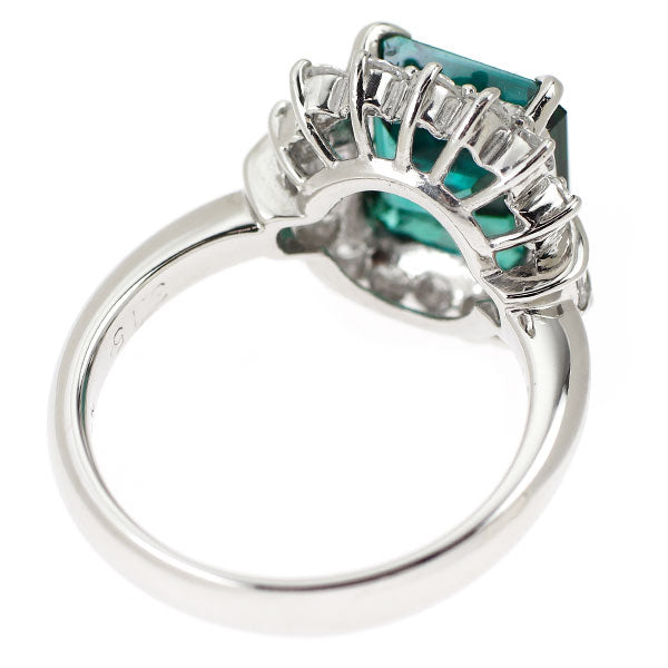 Pt900 グリーンブルートルマリン ダイヤモンド リング 3.15ct D0.70ct
