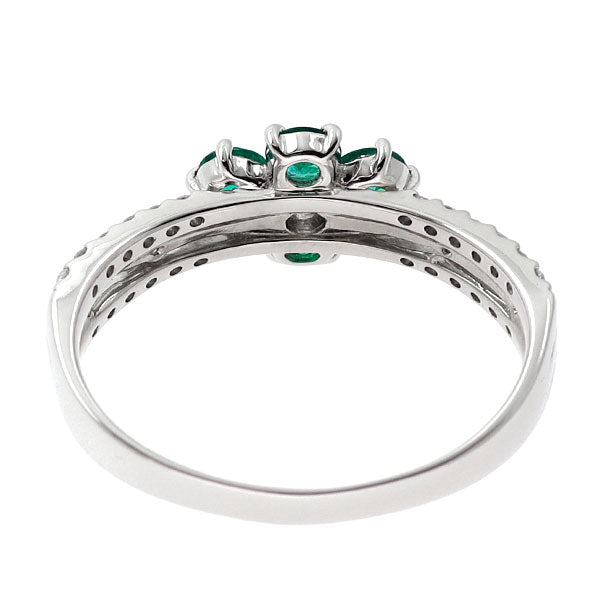 Pt900 エメラルド ダイヤモンド リング 0.52ct D0.30ct フラワー