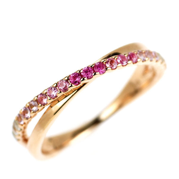 K18PG ピンク/ホワイト サファイア リング 0.35ct