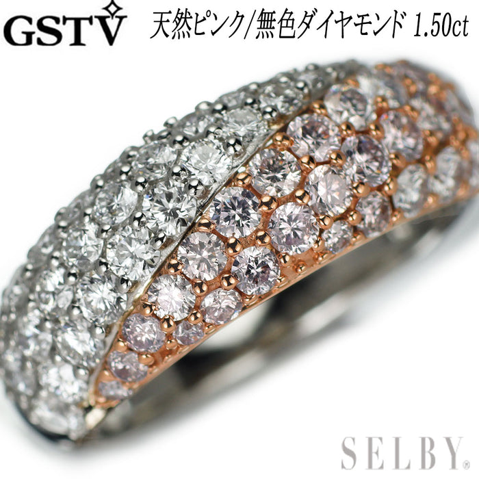 GSTV Pt950/K18PG 天然ピンク/カラーレス ダイヤモンド リング 1.50ct
