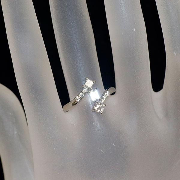 Pt950 クッション/プリンセス/バゲットカット ダイヤモンド リング 0.60ct