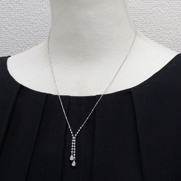 Pt900/ Pt850 ペアシェイプ ダイヤモンド ペンダントネックレス 0.644ct D0.45ct