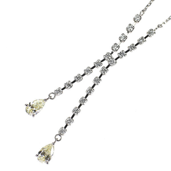 Pt900/ Pt850 ペアシェイプ ダイヤモンド ペンダントネックレス 0.644ct D0.45ct