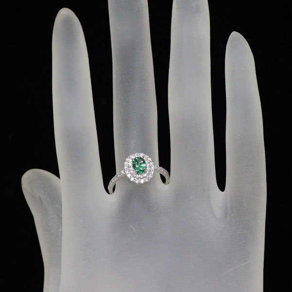 新品 希少 Pt950 GIA産地鑑別付 ストレートグリーン ブラジル産パライバ トルマリン ダイヤモンド リング 0.42ct D0.44ct【エスコレ】