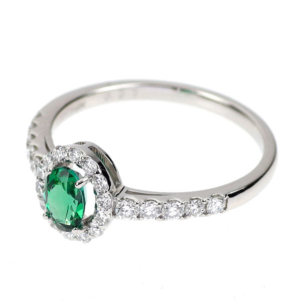新品 Pt950 GIA産地鑑別付ストレートグリーン ブラジル産パライバ トルマリン ダイヤモンド リング 0.44ct D0.37ct 希少石 レアストーン【エスコレ】