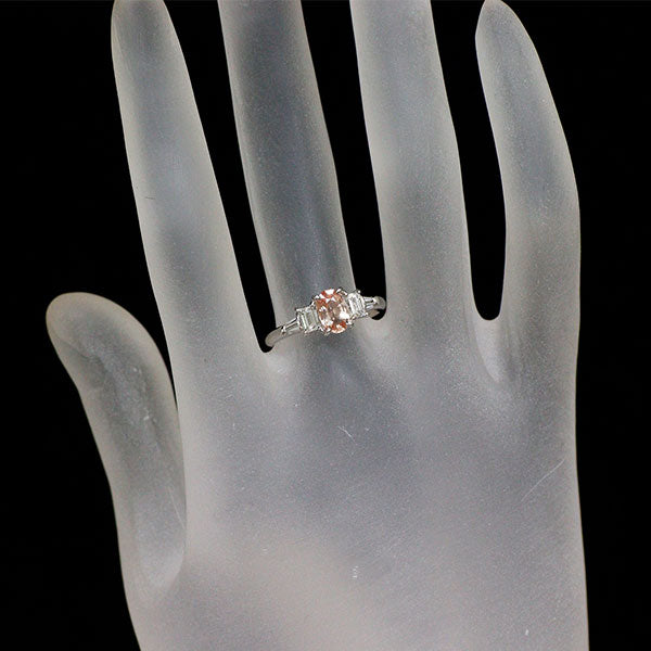 Pt900 マダガスカル産 パパラチアサファイア ダイヤモンド リング