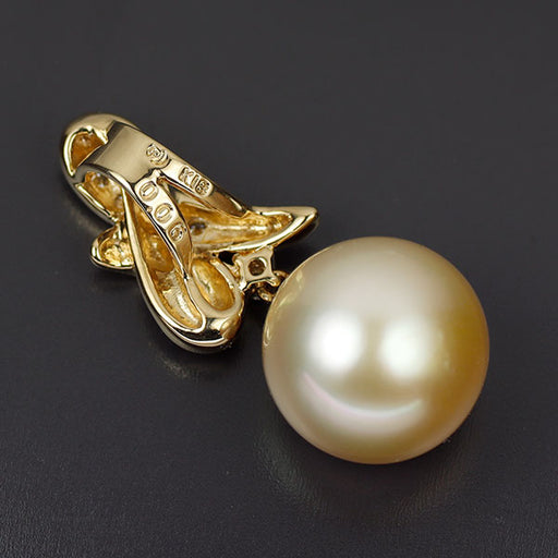 田崎真珠 K18YG 白蝶ゴールデン真珠 ダイヤモンド ペンダントトップ 径