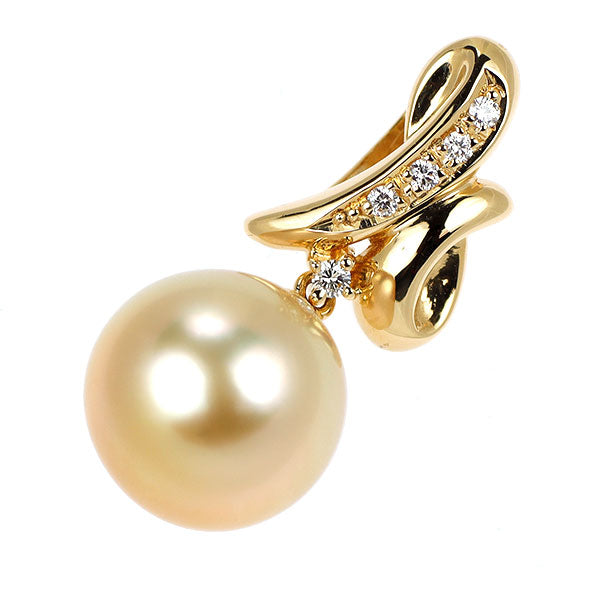 田崎真珠 K18YG 白蝶ゴールデン真珠 ダイヤモンド ペンダントトップ 径