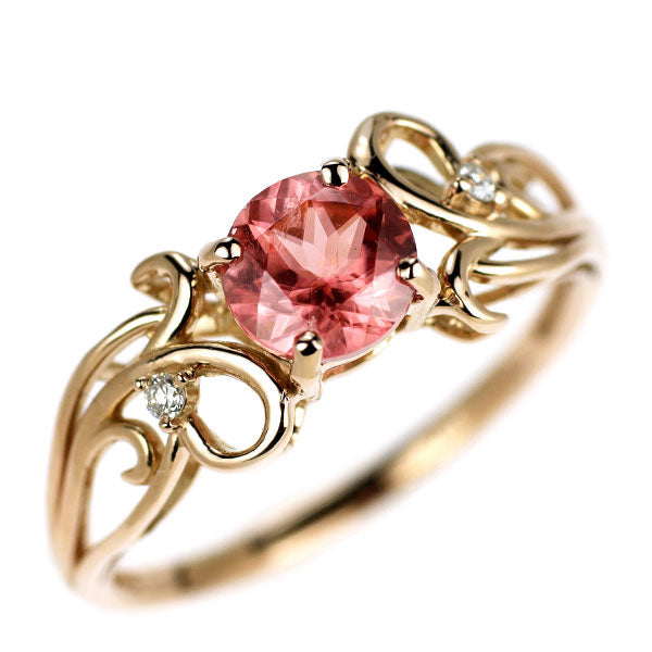 新品 希少 K18PG アメリカ コロラド産ロードクロサイト ダイヤモンド リング 0.87ct D0.02ct 【エスコレ】