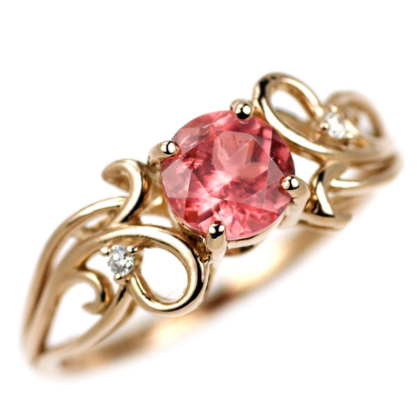 新品 希少 K18PG アメリカ コロラド産ロードクロサイト ダイヤモンド リング 0.89ct D0.02ct 【エスコレ】